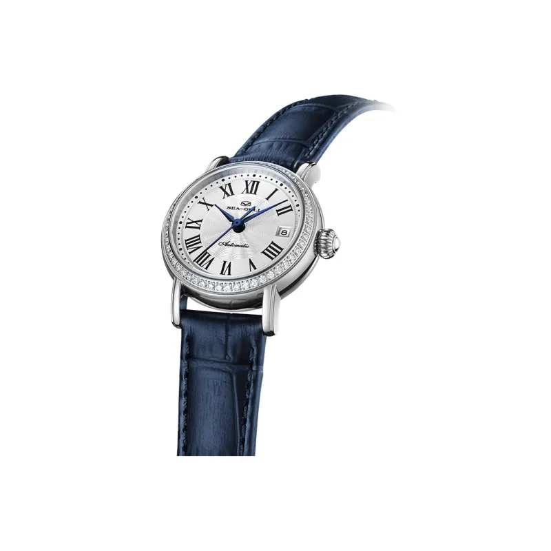 Sea Gull Automatic Mechanical Movement Leather Strap Watch Women's Watch White Dial-1