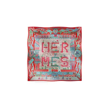 HERMES Silk Scarves Women's Garnet Red