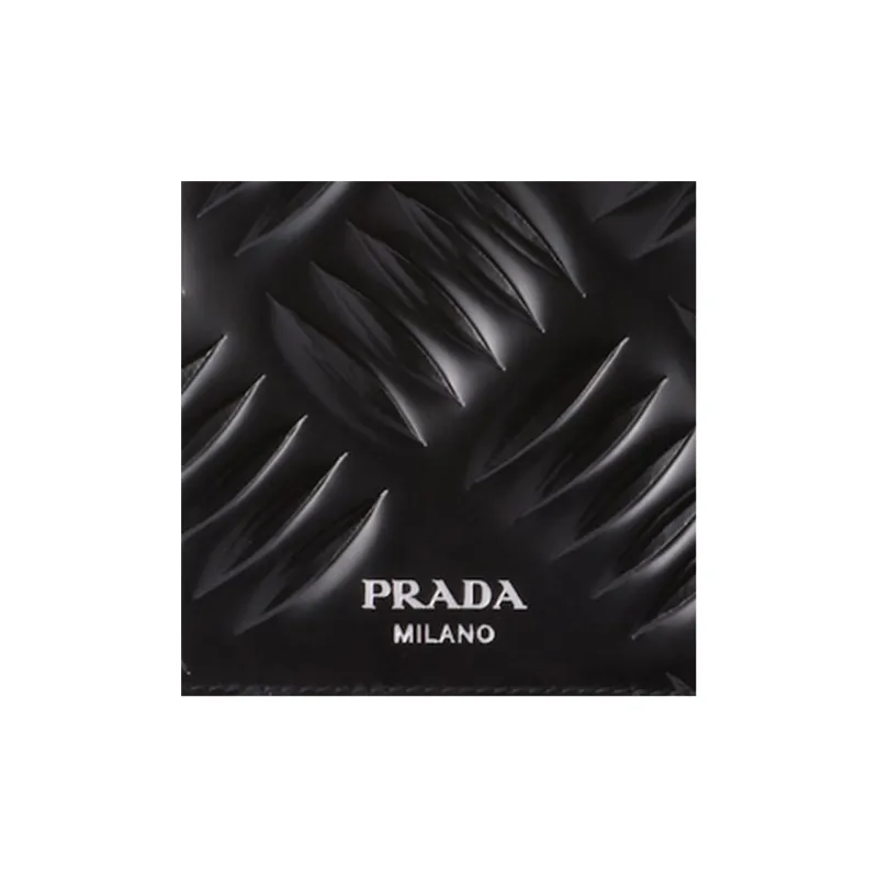PRADA Brushed Leather Wallet Men's Black-4