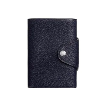 HERMES Iliade Cow Leather Wallet Men's 2Z Bleu Nuit Midnight Blue