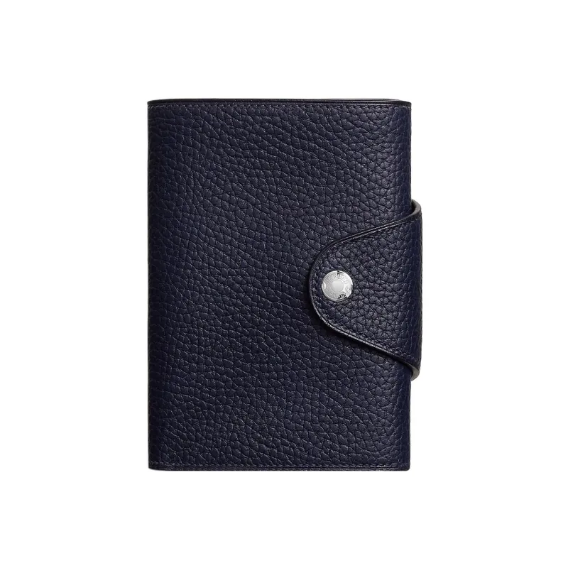 HERMES Iliade Cow Leather Wallet Men's 2Z Bleu Nuit Midnight Blue-0