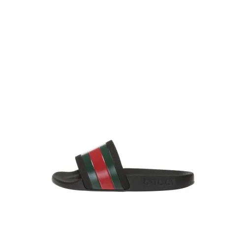 GUCCI CHILDREN'S RUBBER SLIDES WITH WEB