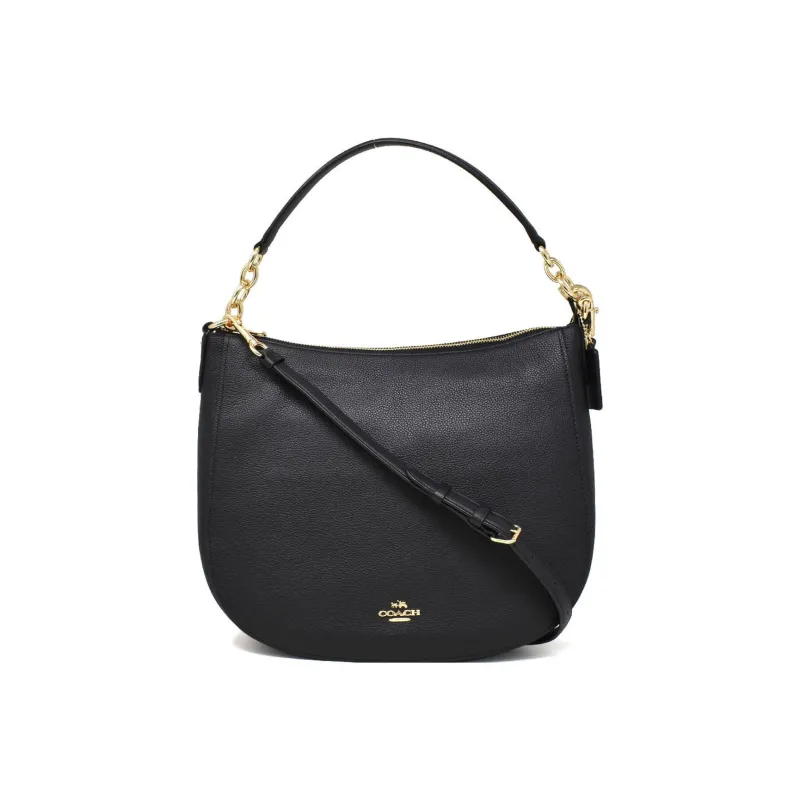 COACH Chelsea Leather Shoulder Bag Handbags Large Size Women's Black-2