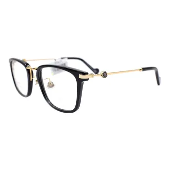 Moncler Plate And Metal Square Eyeglass Frames Men's Black Gold