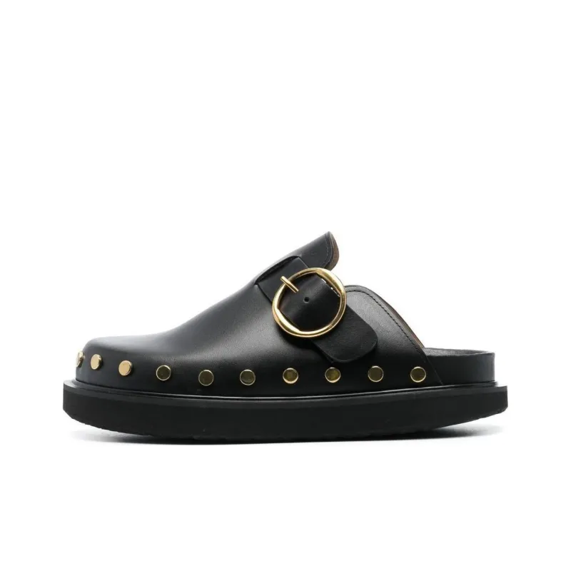 ISABEL MARANT Stud-detailing Flat Leather Mules-0