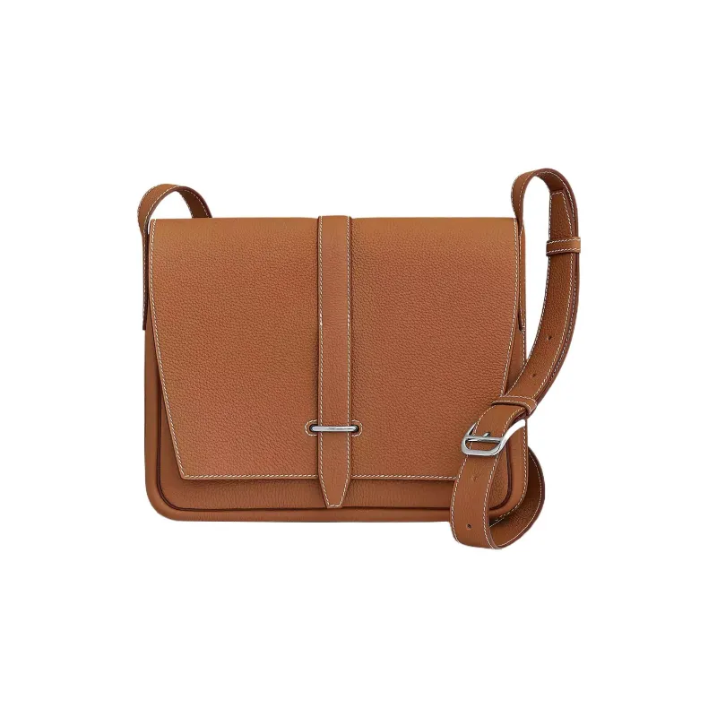 HERMES Steve Light Junior Togo Calfskin Messenger Bag Shoulder Bag Crossbody Bag Men's 21Naturel-Sable Tea Brown-0