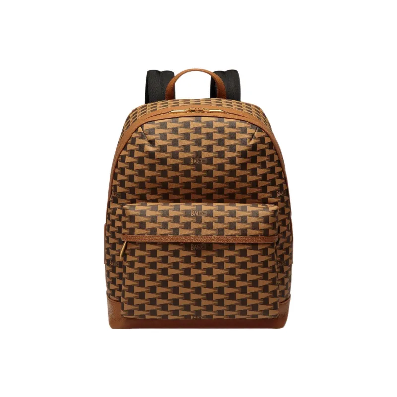BALLY Calfskin Backpack Large Size Men's Brown-0
