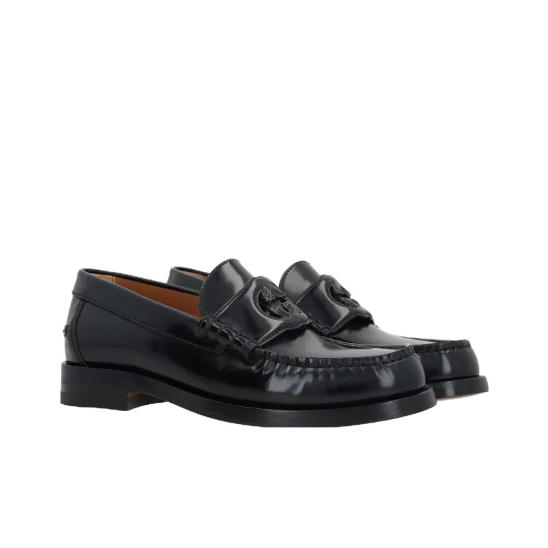 GUCCI Interlocking G Leather Loafers-2