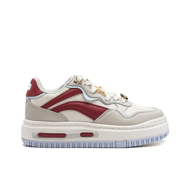 LiNing Future C1 Anti Slip Wear Resistant Low Top Skateboard Shoes Women's White Gray Red-1