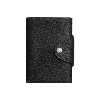 HERMES Cow Leather Wallet Men's 89 Noir Black