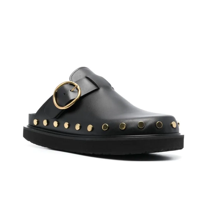 ISABEL MARANT Stud-detailing Flat Leather Mules-2