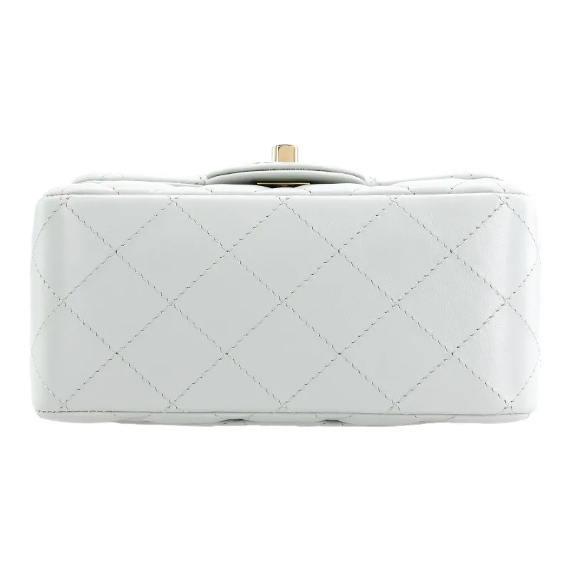 CHANEL Sheepskin Mini Square Flap Bag, Clutch, Shoulder Bag, Crossbody Bag Mini Women's Light Gray Blue-3