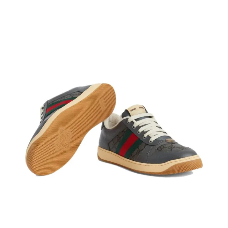 GUCCI Screener Distressed Shoes Stylish Skateboarding Shoes Men's Gray-4