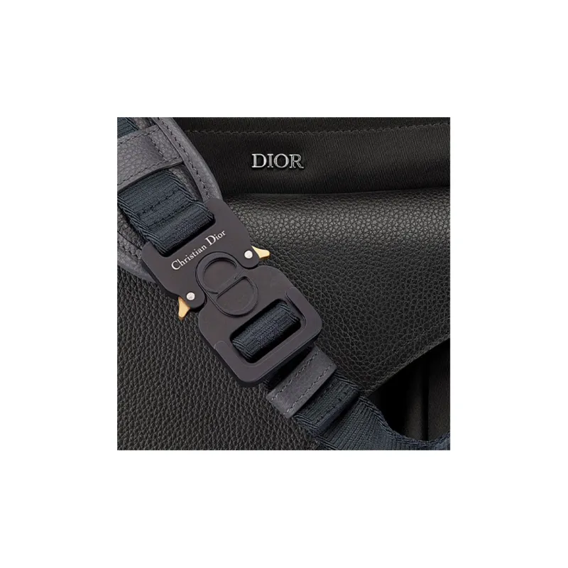 DIOR SACAI Collaboration Saddle Grained Calfskin Saddle Bag Handbag Shoulder Bag Crossbody Bag Men's Black/Navy-4