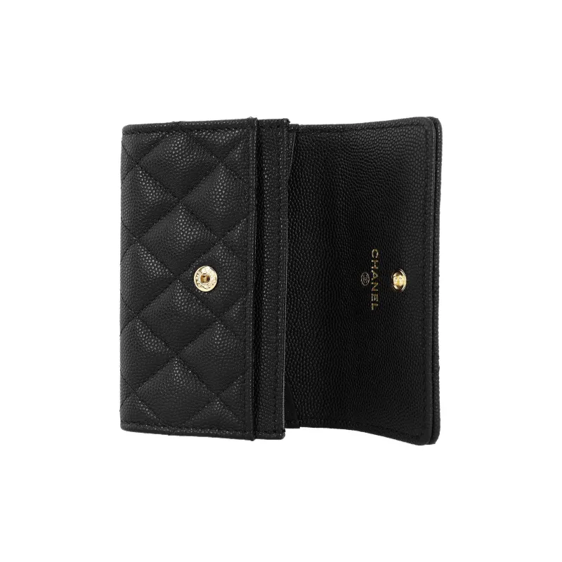 CHANEL Caviar Calfskin Card Holder Women's Black-4