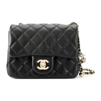 CHANEL Lambskin Flap Bag, Crossbody Bag, Shoulder Bag Women's Black