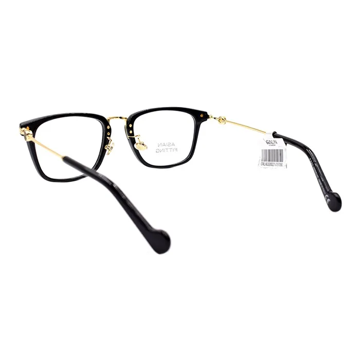 Moncler Plate And Metal Square Eyeglass Frames Men's Black Gold-2
