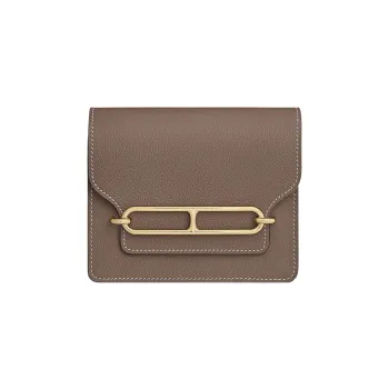 HERMES Roulis Evercolor Calfskin Coin Purse Card Holder Fanny Pack Wallet Women's 18 Etoupe Elephant Gray