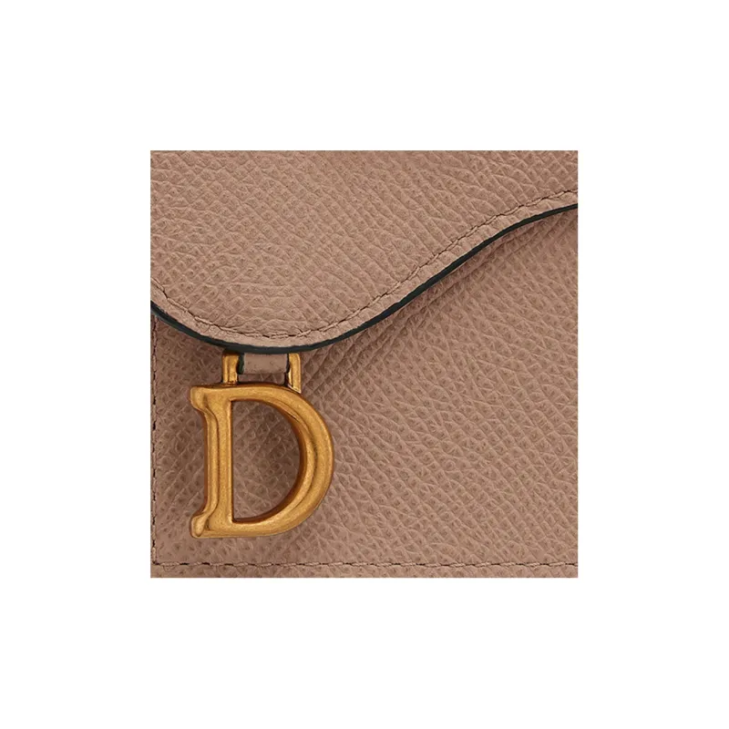 DIOR Saddle Grain Cow Leather Saddle Bag Card Holder Women's Crimson/Light Umber-5