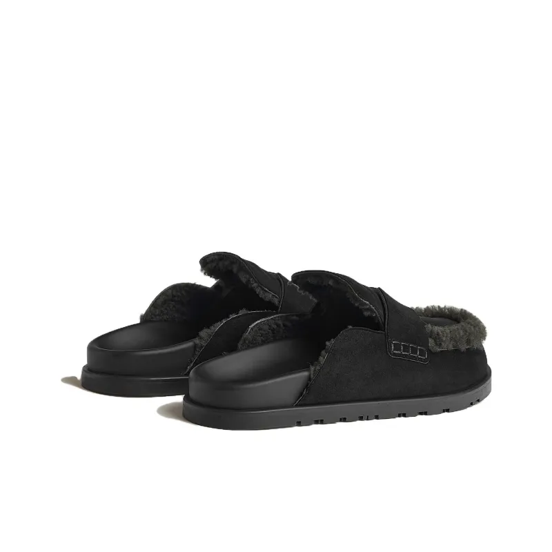 HERMES Go Rubber Sole Wrap toe Slippers Men's Black-3