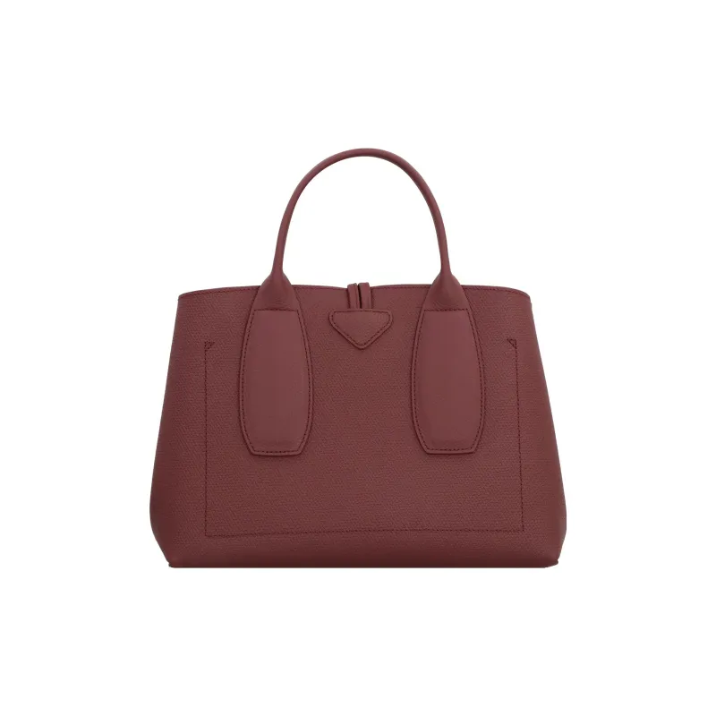 LONGCHAMP Roseau Grained Cow Leather Tote Bag Shopping Bag Handbag Medium Size Women's Burgundy-3