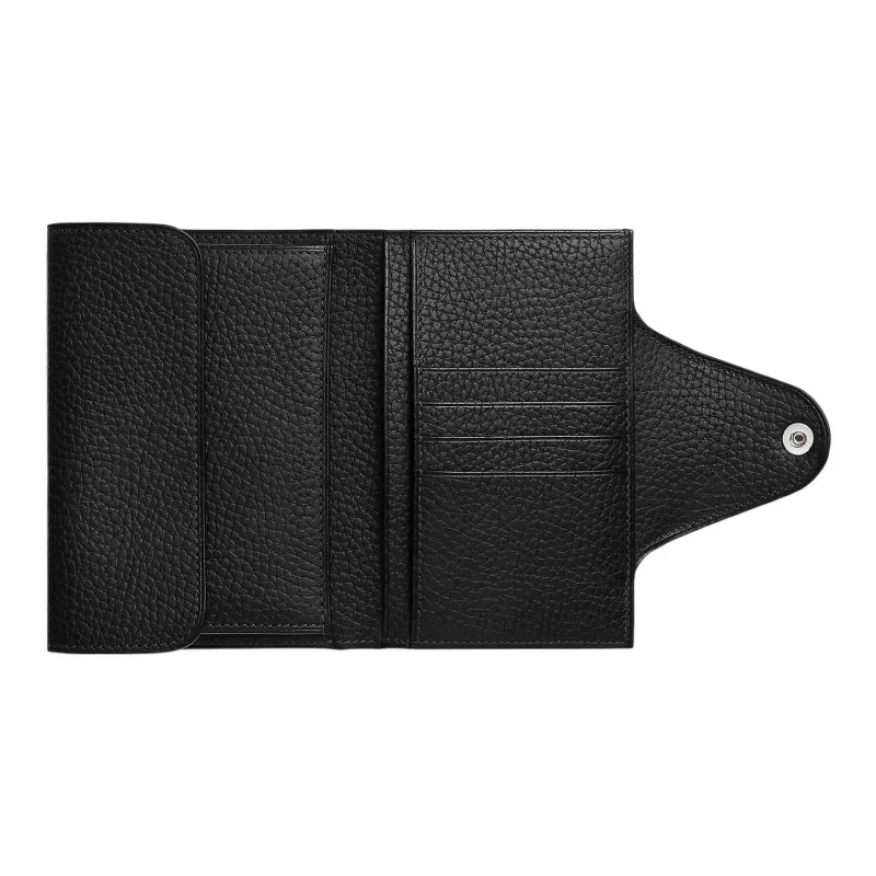 HERMES Cow Leather Wallet Men's 89 Noir Black-1