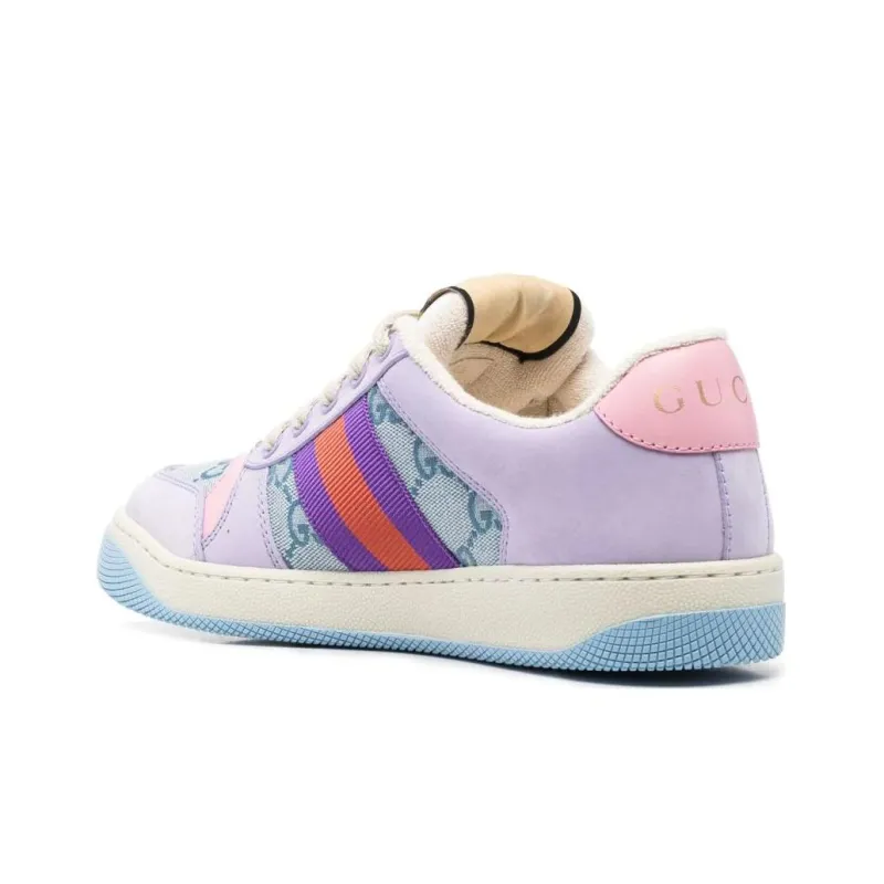 GUCCI Screener Distressed Shoes Stylish Skateboarding Shoes Women's Light Blue-3
