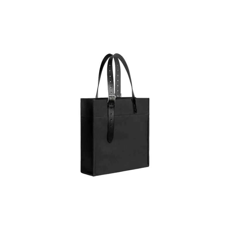 HERMES Goeland Canvas With Hunter Cow Leather Canvas Bag Tote Bag Shopping Bag Handbag Shoulder Bag Women's Black-1