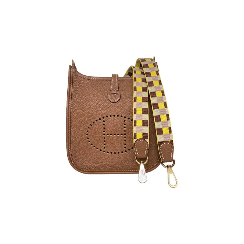 HERMES Evelyne Clemence Bullock Leather Shoulder Bag Crossbody Bag Mini Women's Brown-1
