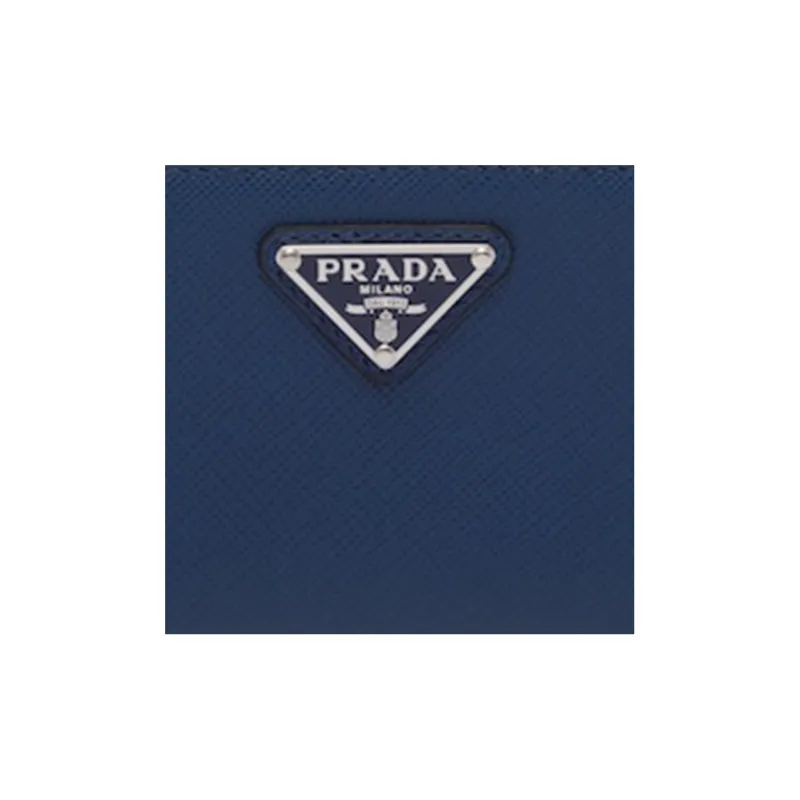 PRADA Saffiano Cow Leather Coin Purses Wallets Men's Marine Blue-4
