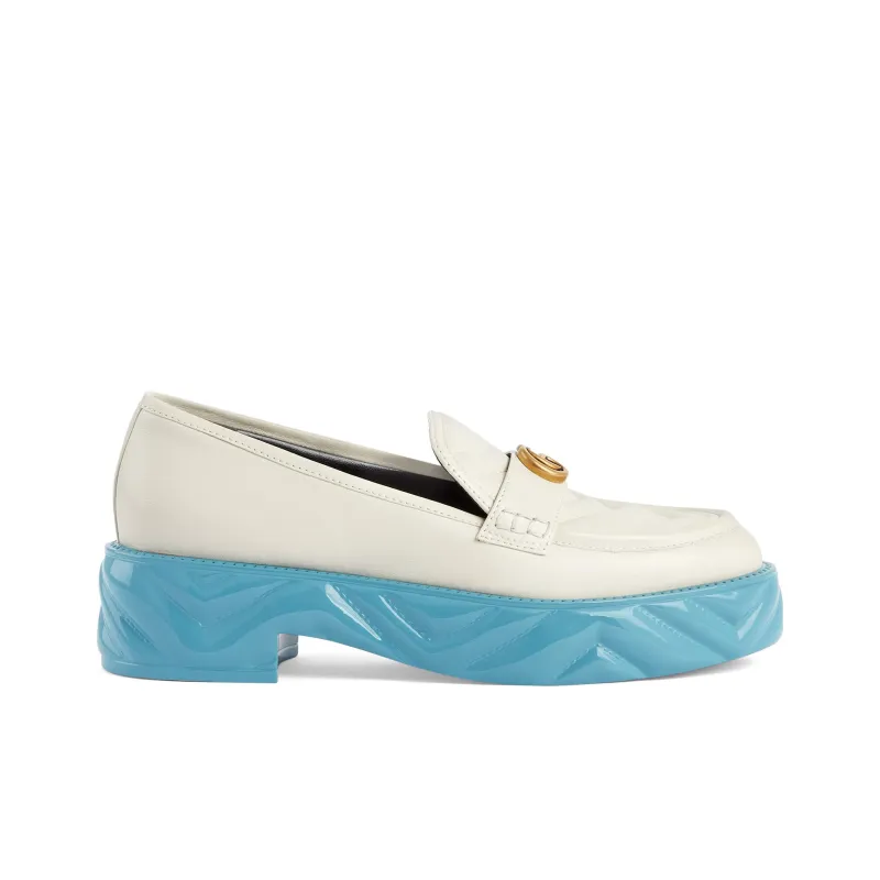 GUCCI Double G Flat Shoes Women's White Blue-1