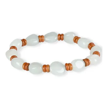 Cuiya Golden Building Hetian Jade Hetian Jade Bracelets Unisex Pale Greenish-White Jade