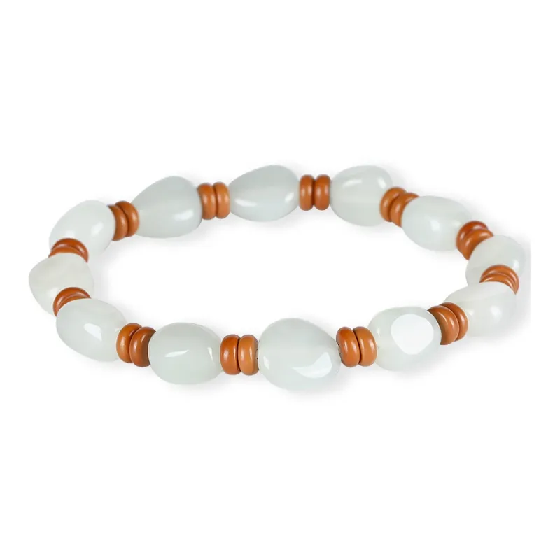 Cuiya Golden Building Hetian Jade Hetian Jade Bracelets Unisex Pale Greenish White Jade-0