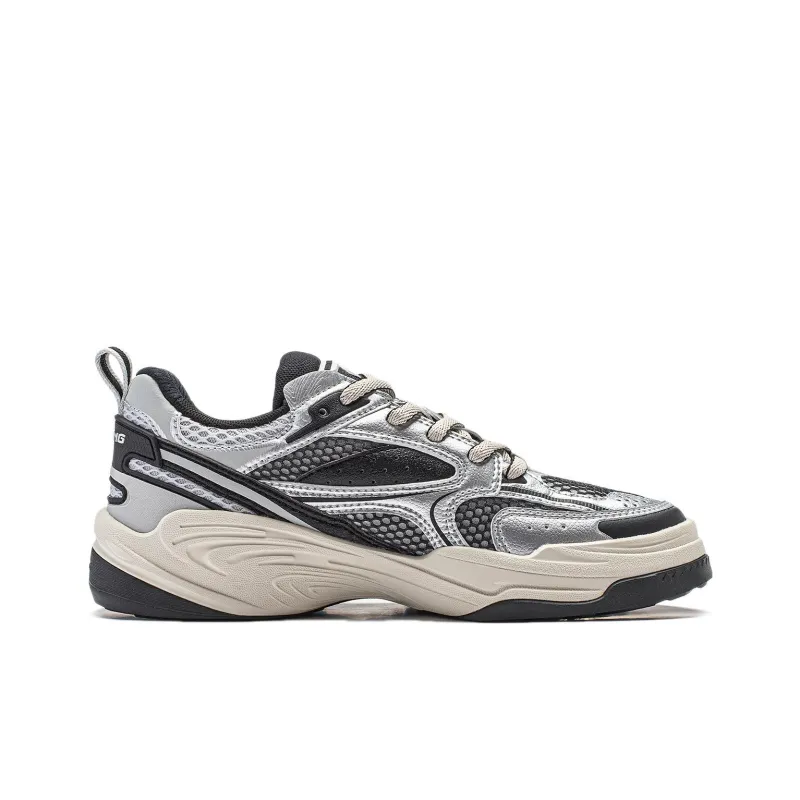 LiNing CF Tracing, FlashStar 2 Anti Slip Wear Resistant Low Top Casual Shoes Women's Silver Black-1