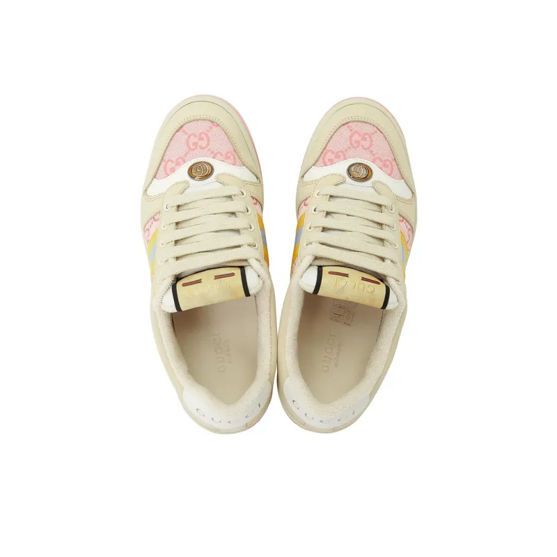 GUCCI Screener Distressed Shoes Stylish Skateboarding Shoes Women's Beige-3