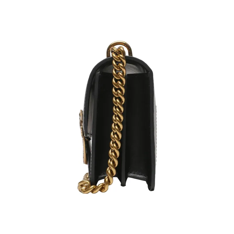 PINKO LOVE Series Leather Crossbody Bag, Shoulder Bag Women's Black-1