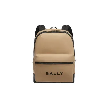 BALLY Fabric With Cow Leather Backpack Men's Beige