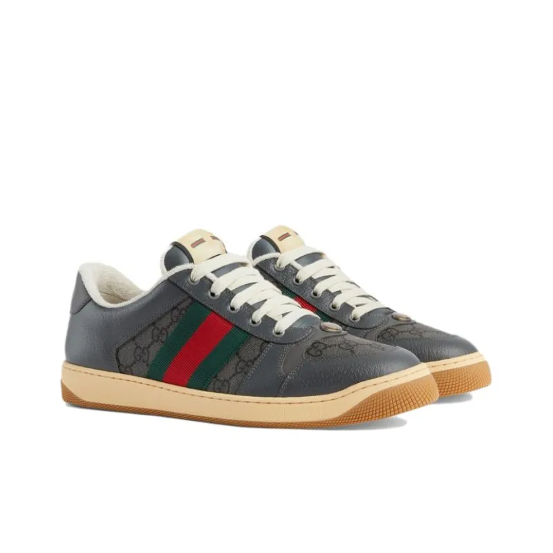 GUCCI Screener Distressed Shoes Stylish Skateboarding Shoes Men's Gray-1