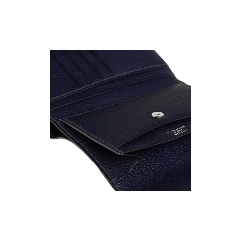 HERMES Iliade Cow Leather Wallet Men's 2Z Bleu Nuit Midnight Blue-2