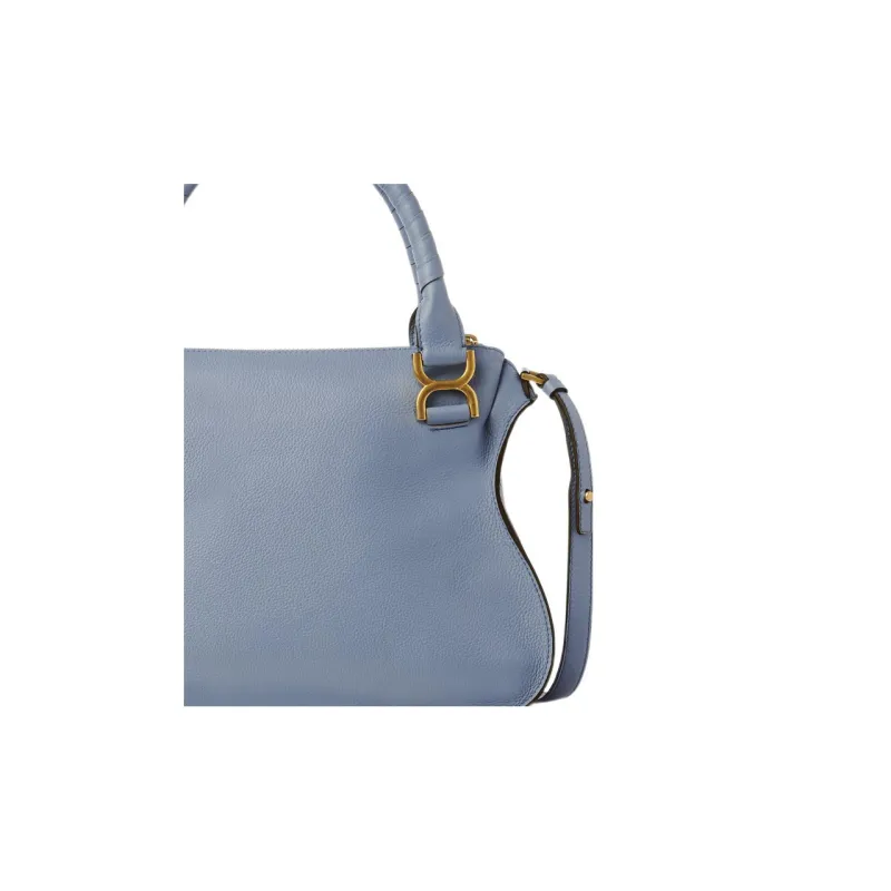 Chloe Marcie Grained Calfskin Shoulder Bag Crossbody Bag Handbag Women's Dark Blue-3