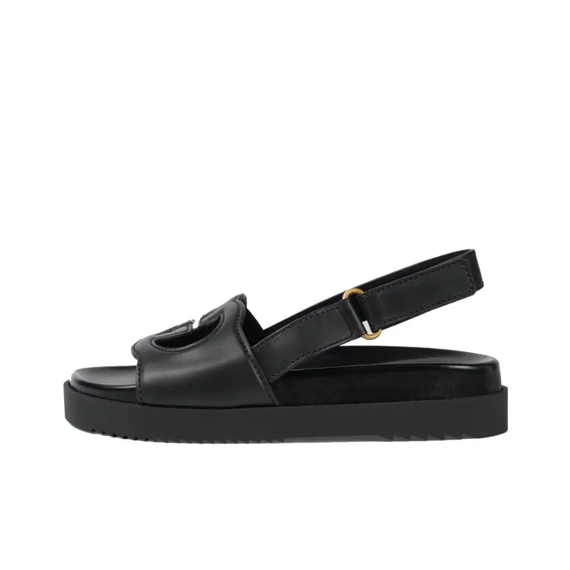 GUCCI Interlocking G Sandals Black Leather-0