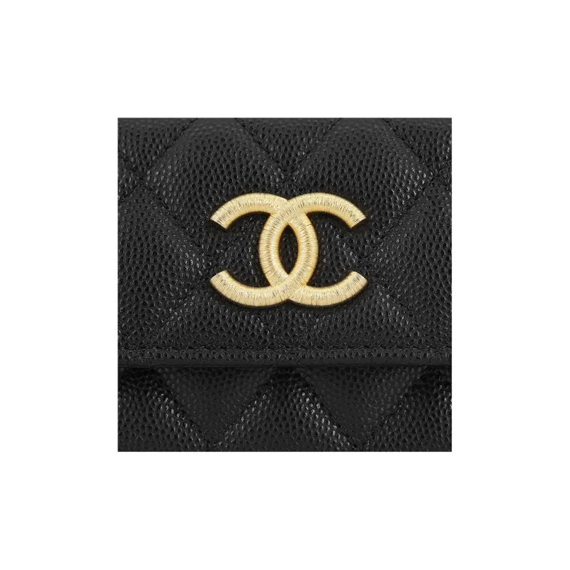 CHANEL Caviar Calfskin Card Holder Women's Black-5