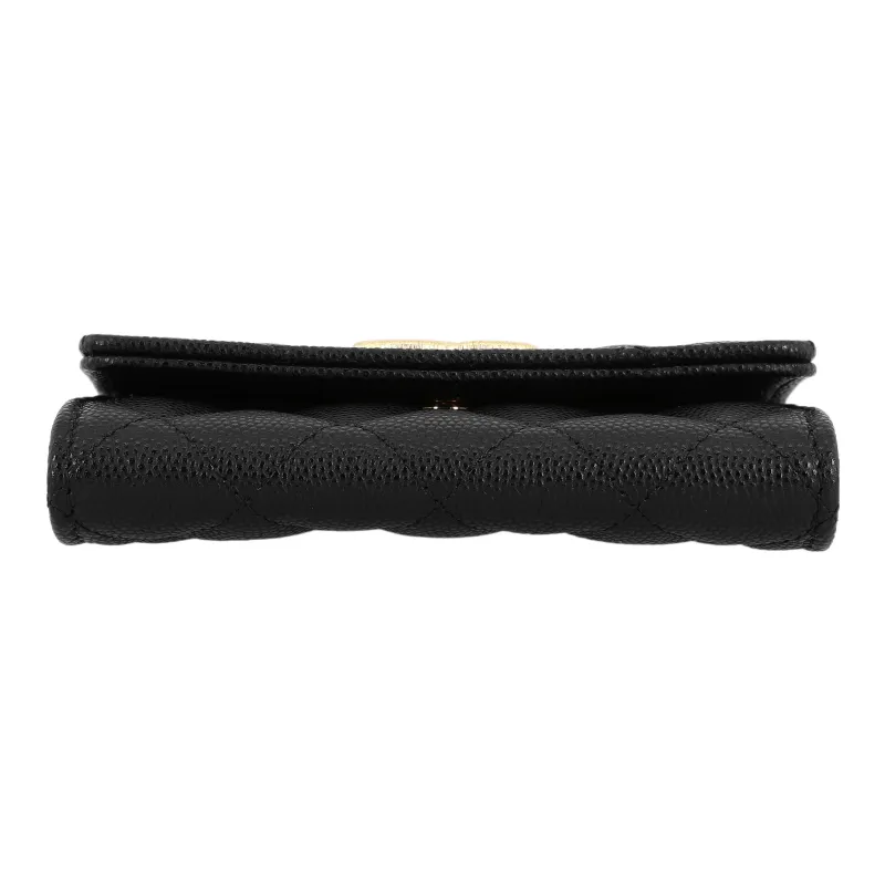 CHANEL Caviar Calfskin Card Holder Women's Black-3