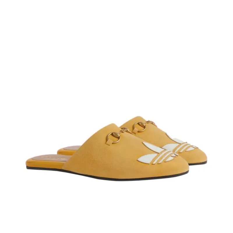 GUCCI Adidas X GUCCI Women's Trefoil Slipper 'Yellow Suede' Women's-2