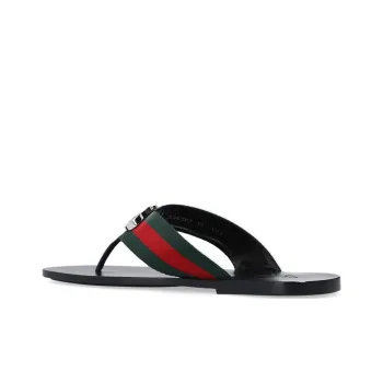 GUCCI Web Striped Thong Sandals