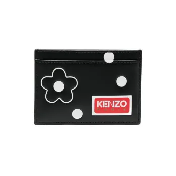 KENZO Cow Leather Card Holder Women's Black