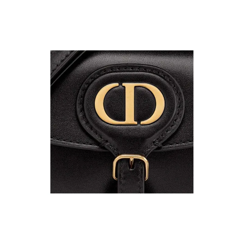 DIOR Bobby Smooth Finish Cow Leather Handbag Shoulder Bag Crossbody Bag Mini Women's Black-3