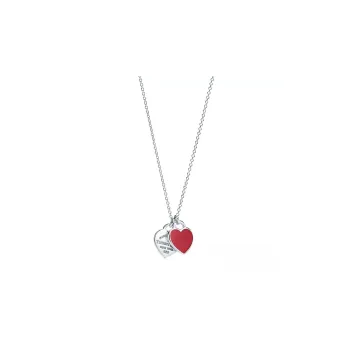 TIFFANY & CO. Return To Tiffany Collection 925 Sterling Silver, Enamel Collarbone Necklace Women's Red