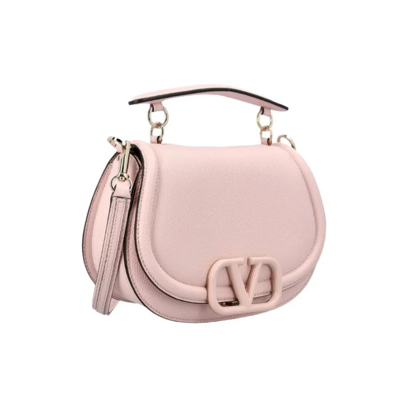 Valentino VSLING Grained Calfskin Saddle Bag Portable Crossbody Bag Shoulder Bag Women's Pink-1