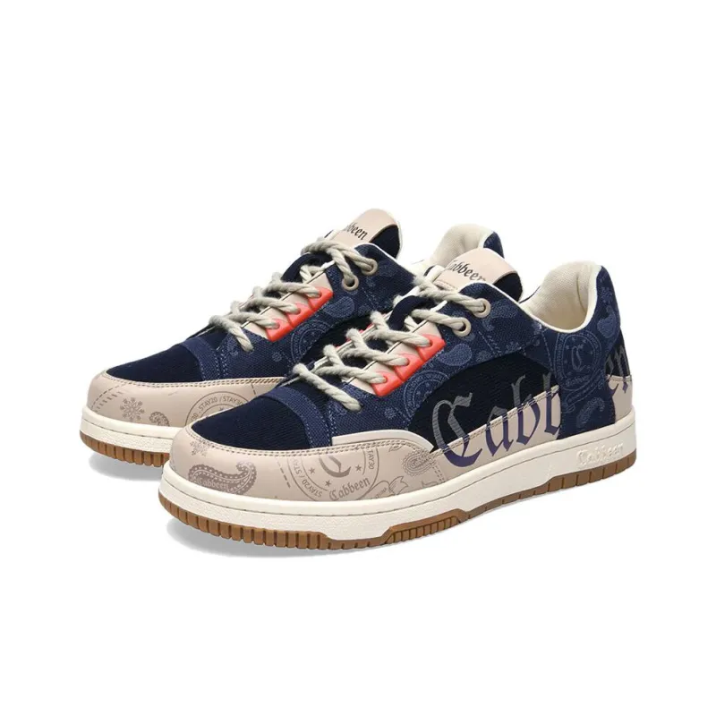 Cabbeen Patchwork Print Skateboarding Shoes Men-2